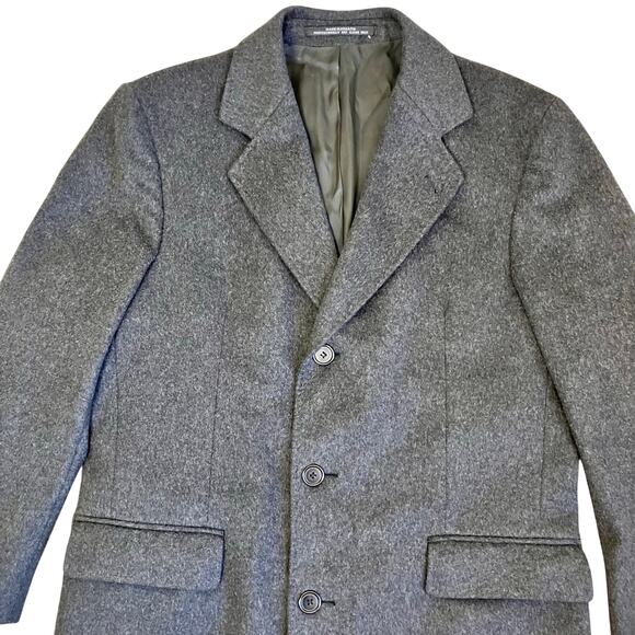 Franco's Mens XL Vintage 100% Cashmere Karamai Full Length Dress Coat Charcoal - Picture 4 of 16